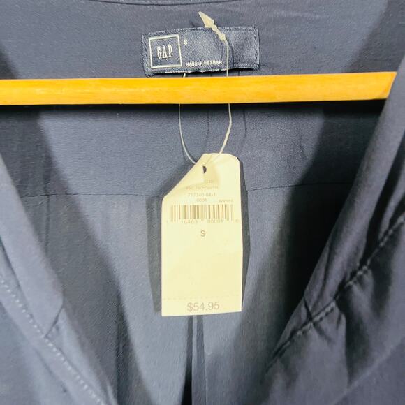 NEW! Gap Lightweight Tunic Long Sleeve V Neck Tie Neck Long Button Sleeve - S - Picture 4 of 4